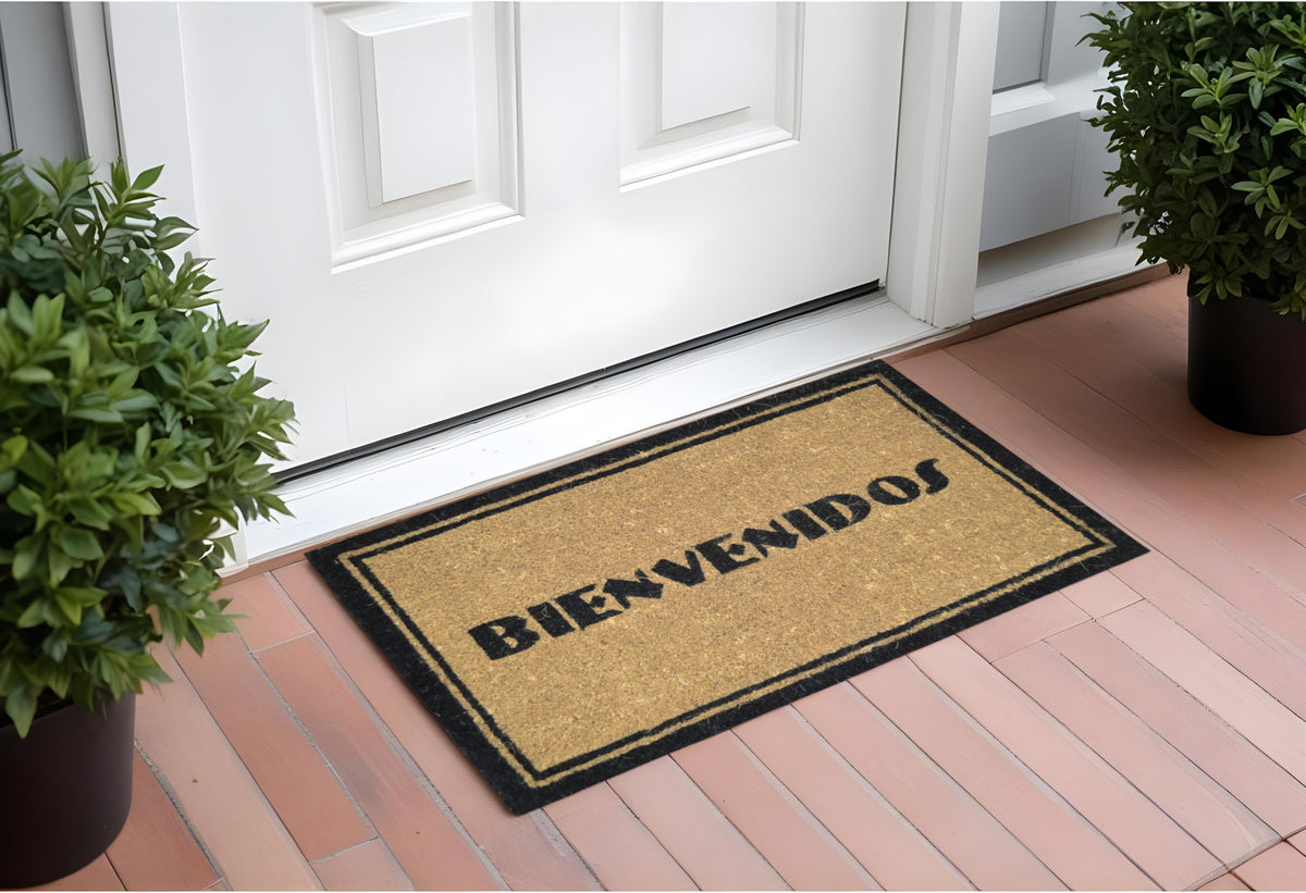 18'' X 30'' Brown and Black Coir Bienvenidos Outdoor Door Mat