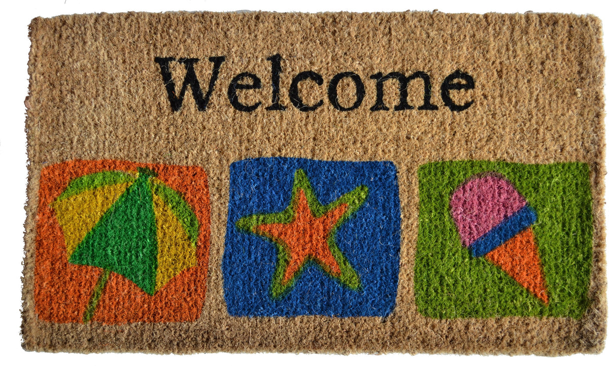 18'' X 30'' Brown Coir Star Welcome Outdoor Summer Door Mat