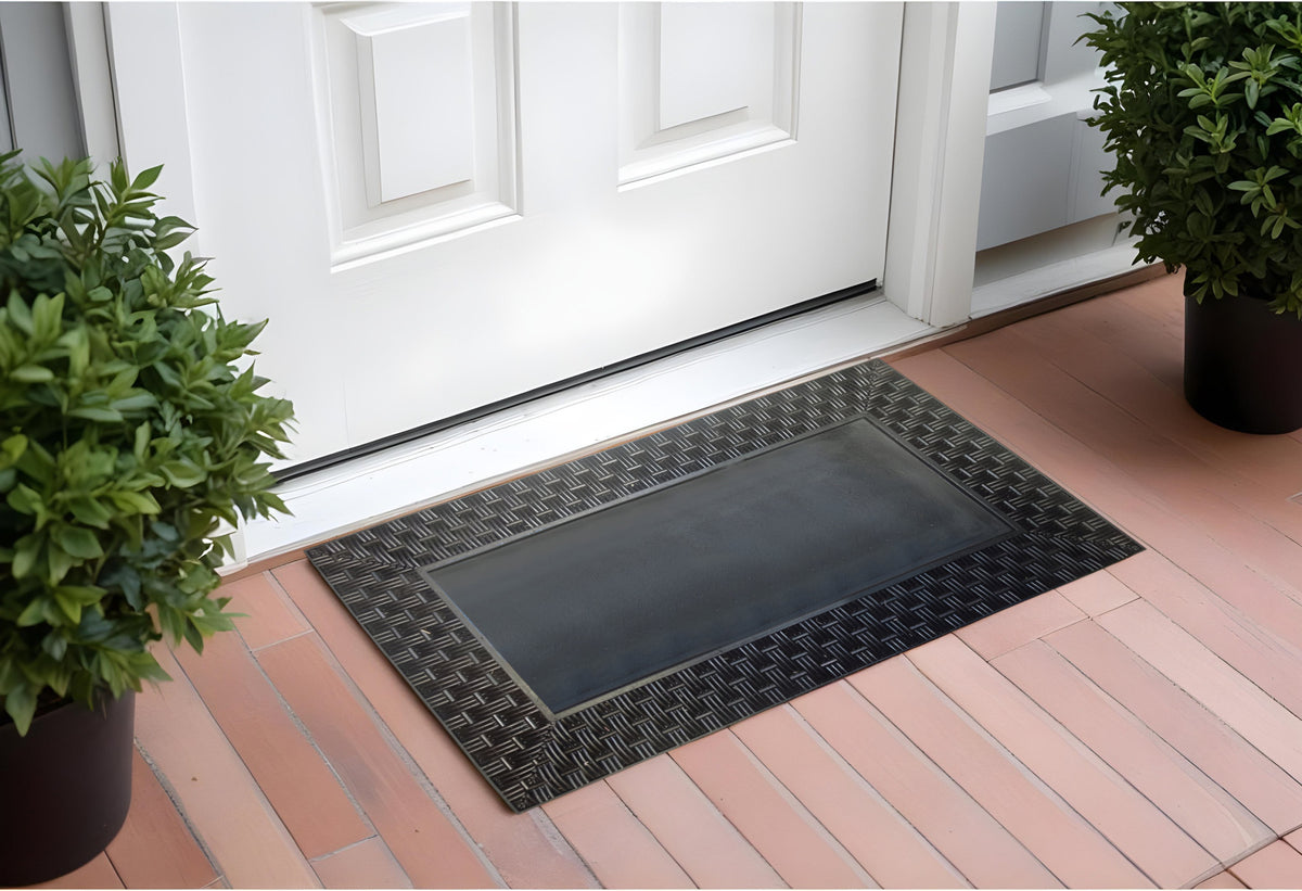 18'' X 30'' Brown and Black Rubber and Coir Spring Summer Outdoor Door Mat With Inserts