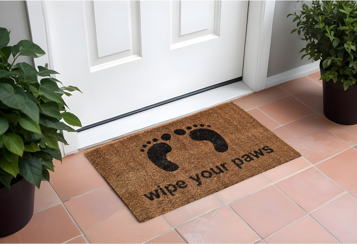 18'' X 30'' Brown and Black Coir Wipe Your Paws Outdoor Door Mat