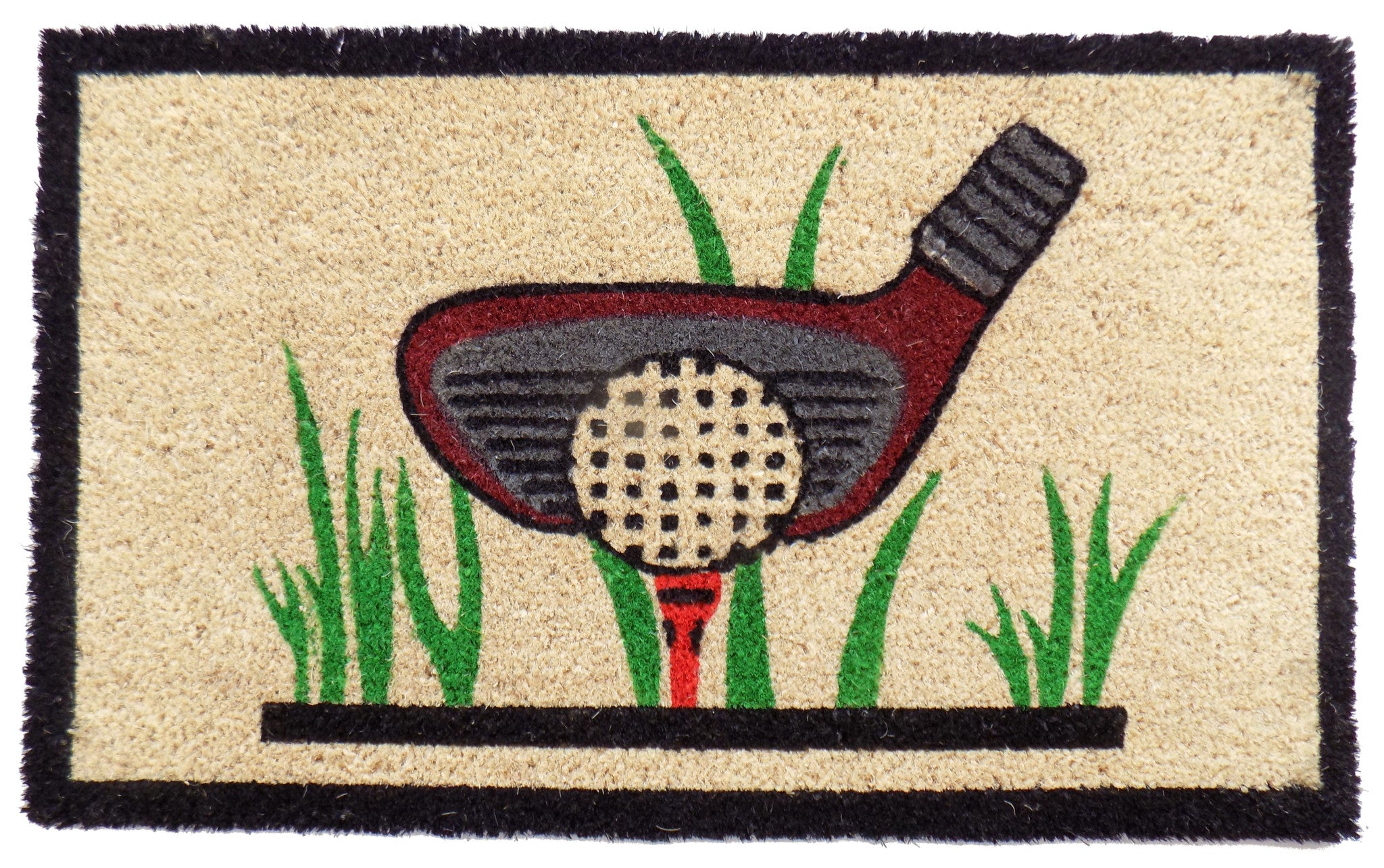 18 X 30 Brown and Black Coir Golf Outdoor Door Mat