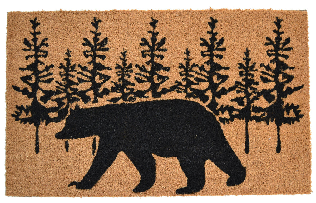 18'' X 30'' Brown and Black Coir Bear Outdoor Fall Door Mat