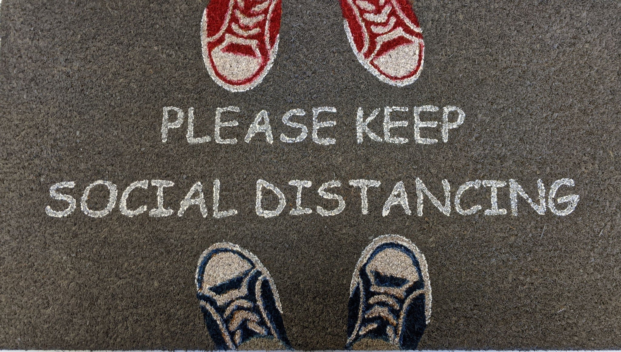 18 X 30 Gray Coir Please Keep Social Distancing Outdoor Door Mat