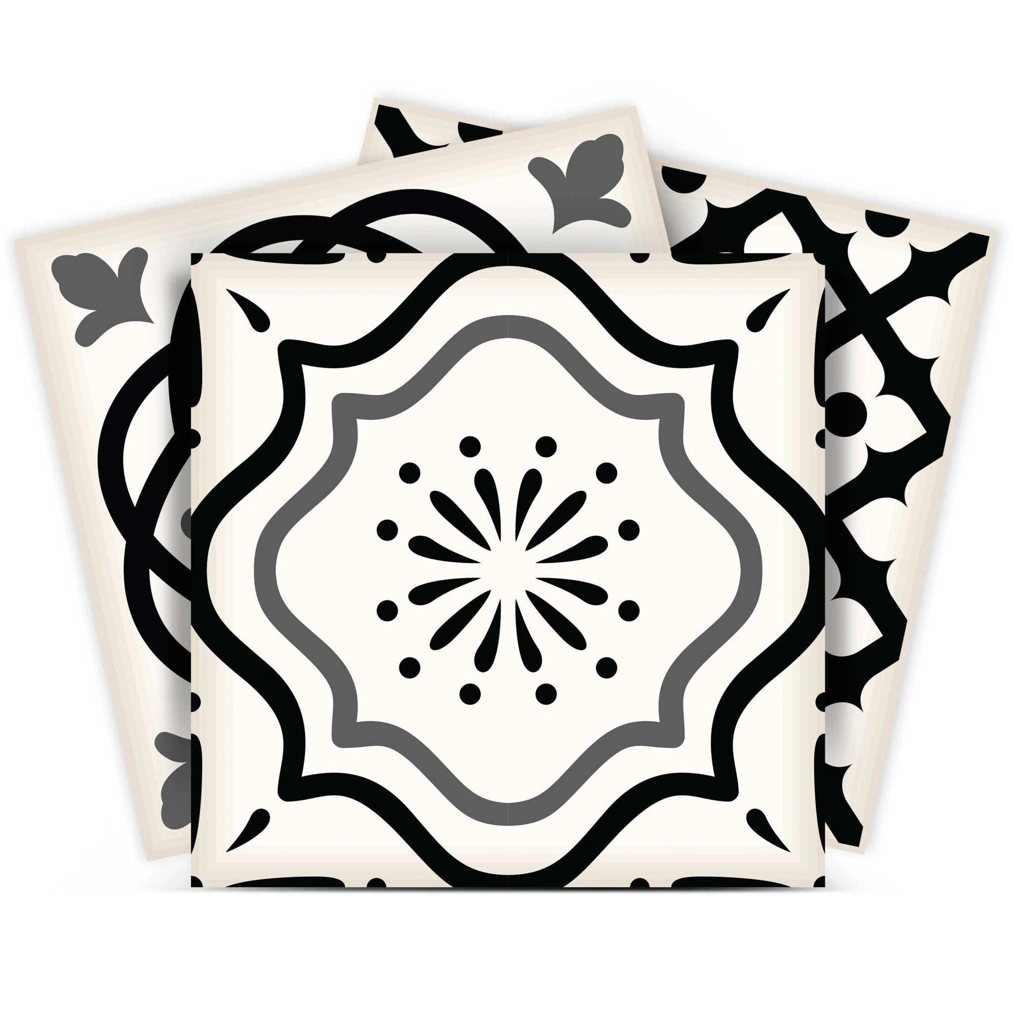 12 X 12 Black and White Multi Peel and Stick Removable Tiles