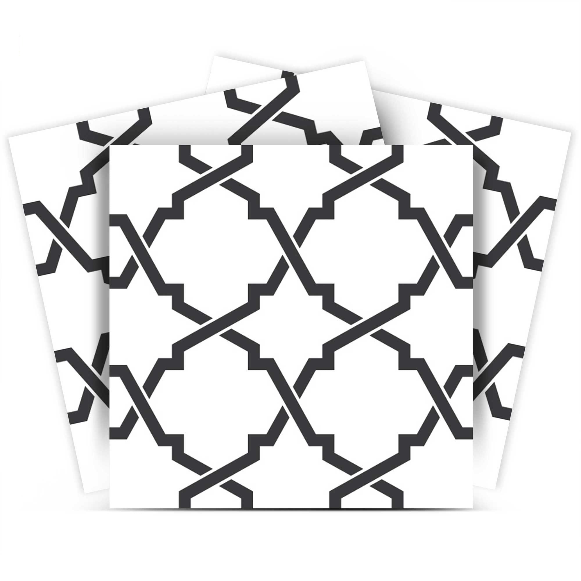 12 X 12 Black and White Prism Peel and Stick Removable Tiles
