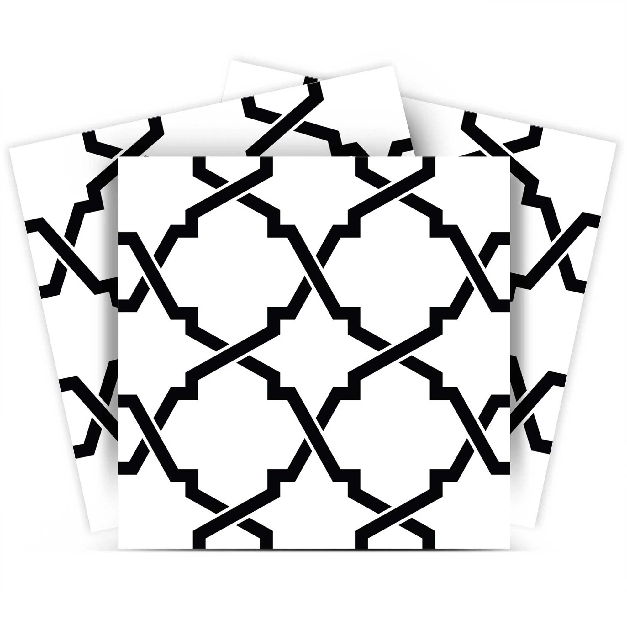 12 X 12 Black and White Quatrefoil Peel and Stick Tiles