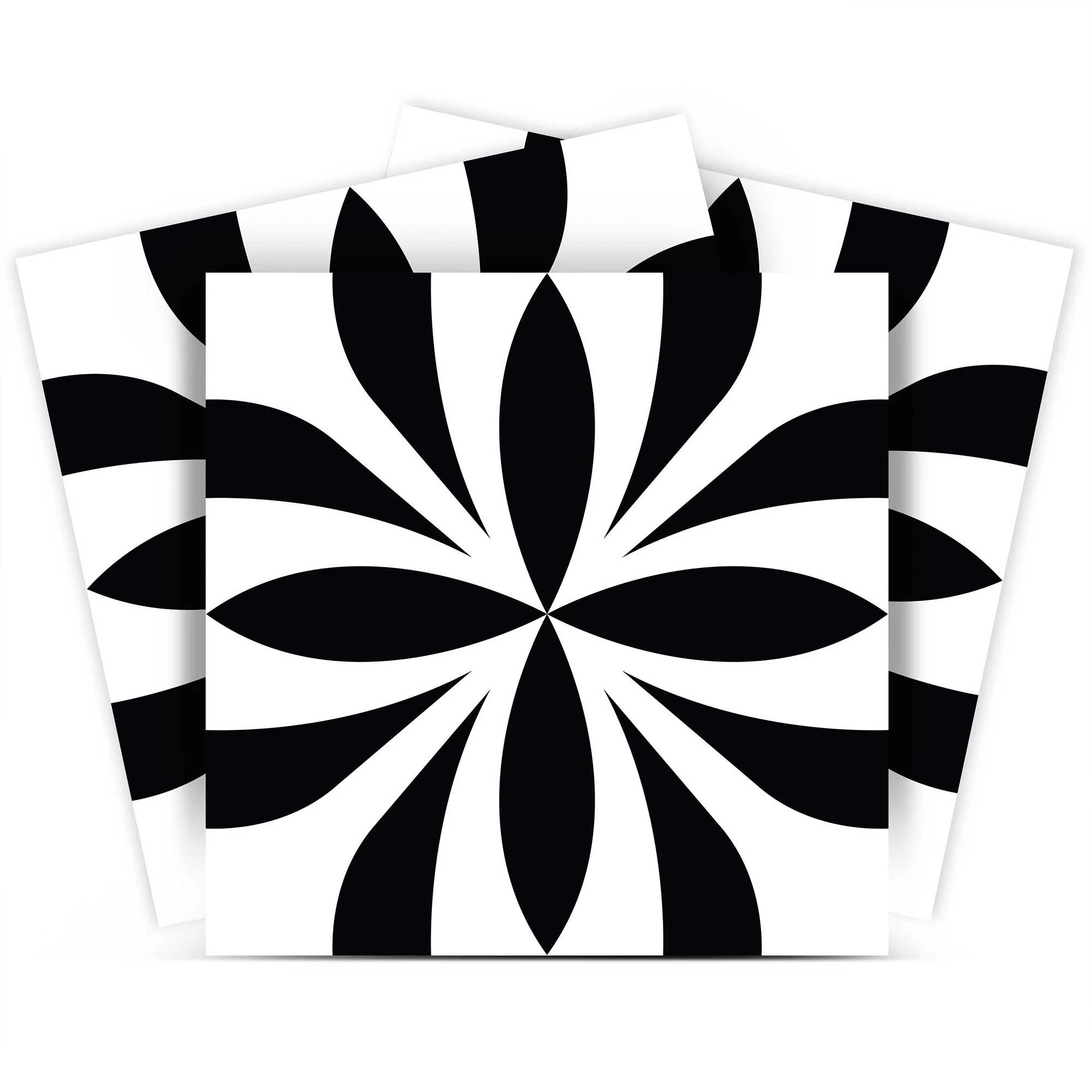 12 X 12 Black and White Colla Peel and Stick Removable Tiles