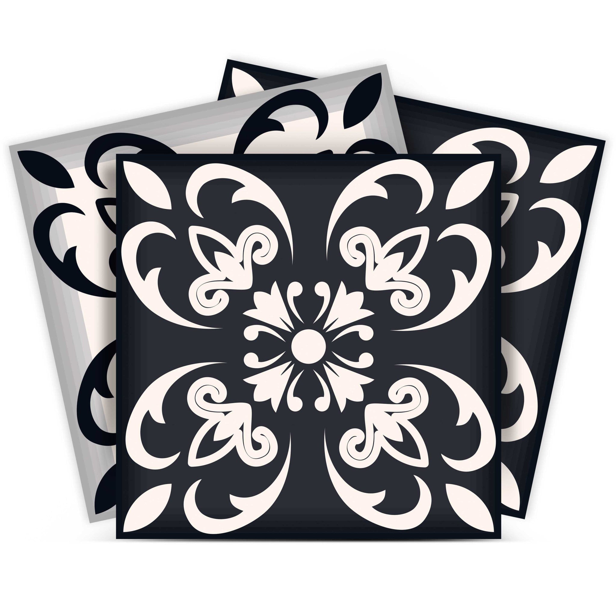12 X 12 Black and White Quatro Peel and Stick Removable Tiles