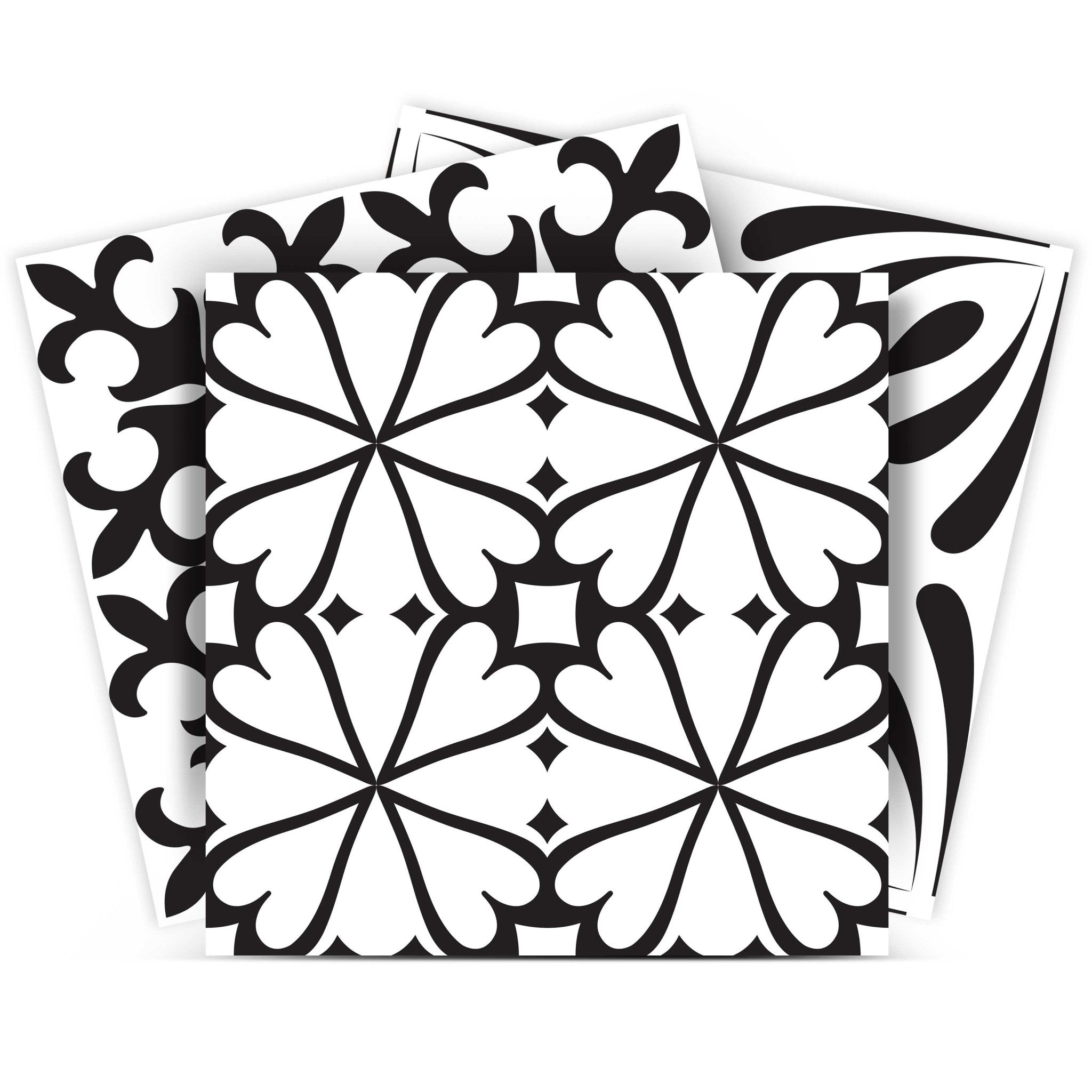 12 X 12 Black and White Mash Peel and Stick Removable Tiles