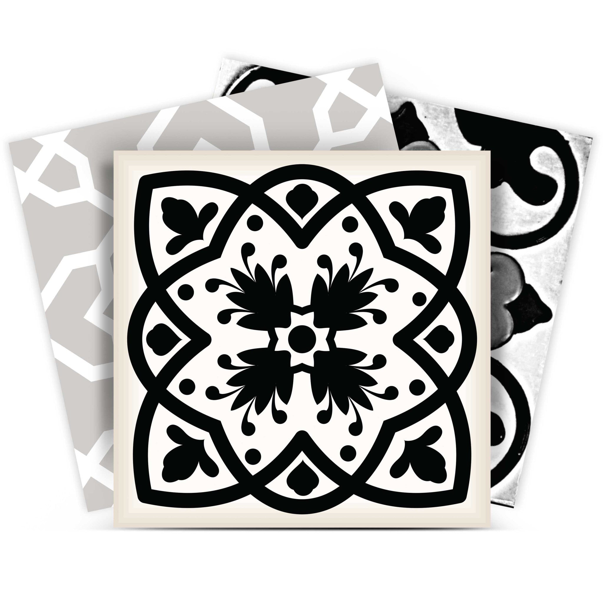 12 X 12 Black White and Gray Bella Peel and Stick Tiles