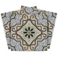 12 X 12 Taupe and Blue Scroll Peel and Stick Tiles