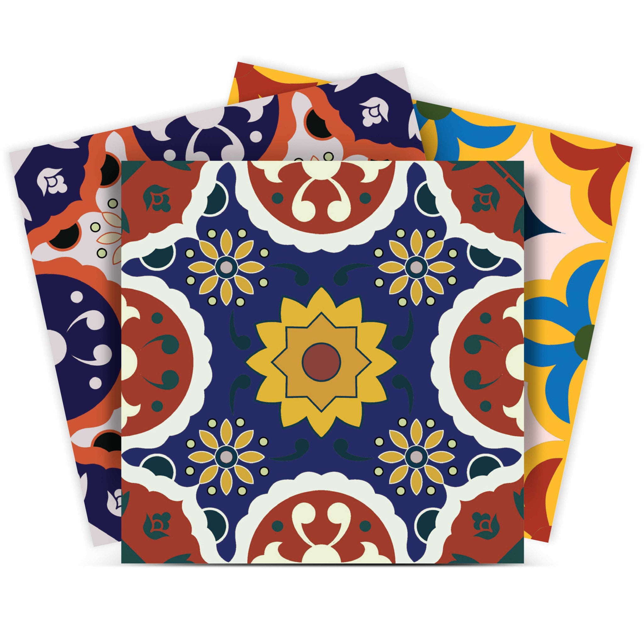 12 X 12 Blue Red Yellow Mosaic Peel And Stick Tiles