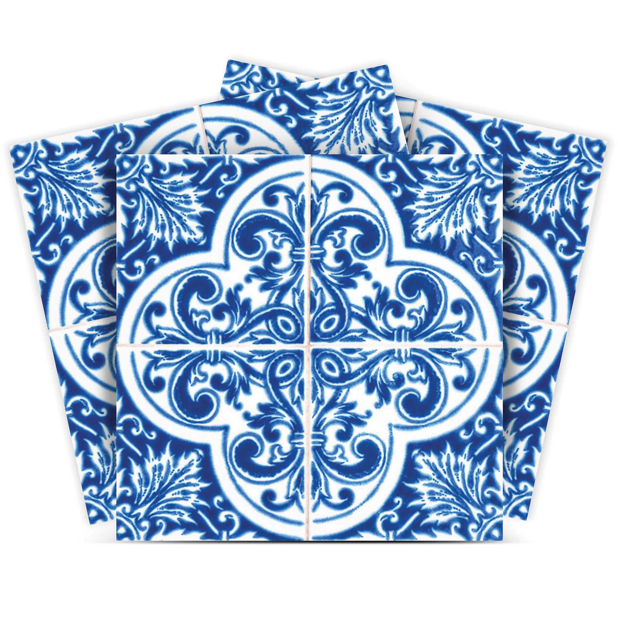 12 X 12 Blue and White Cross Peel And Stick Tiles