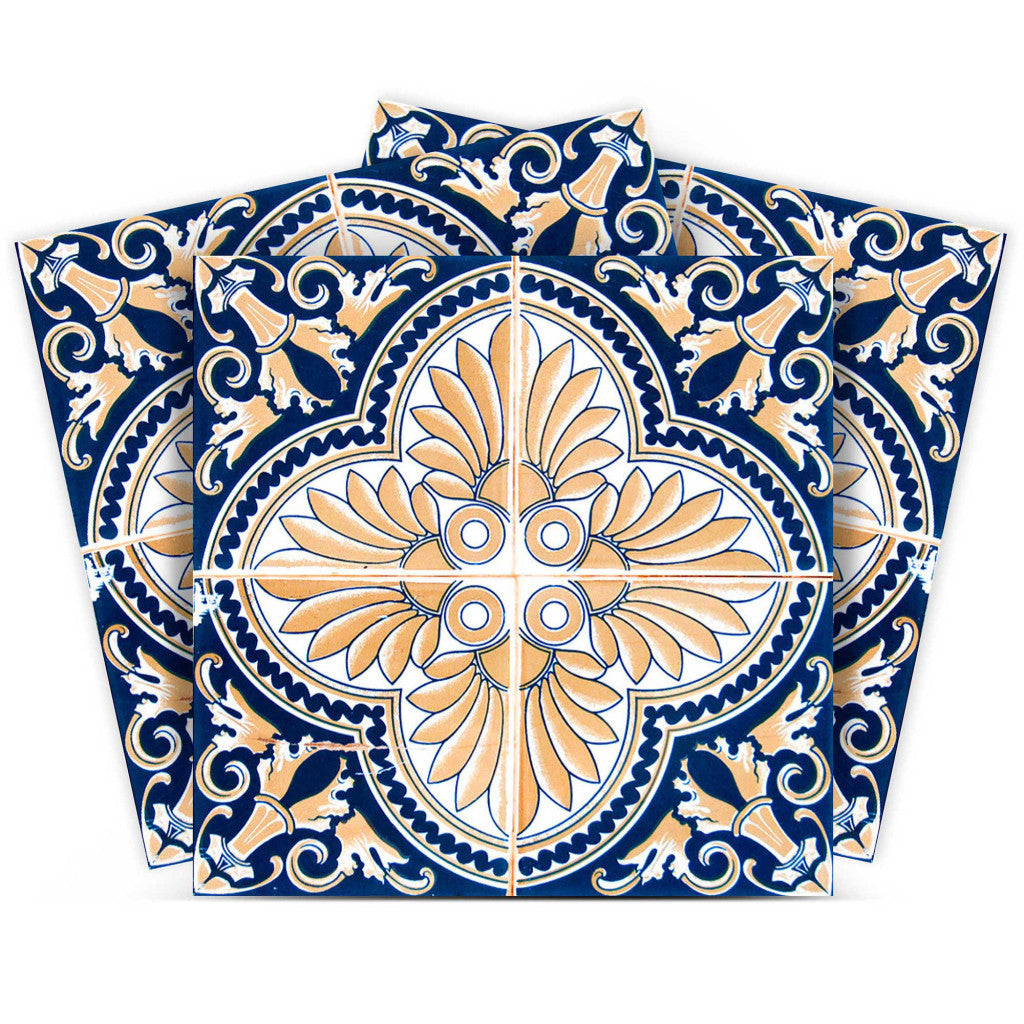 12 X 12 Blue and Yellow Nelly Peel And Stick Removable Tiles