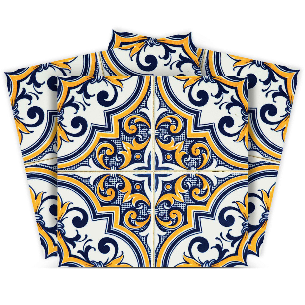 12 X 12 Blue and Yellow Neutral Gina Peel And Stick Removable Tile