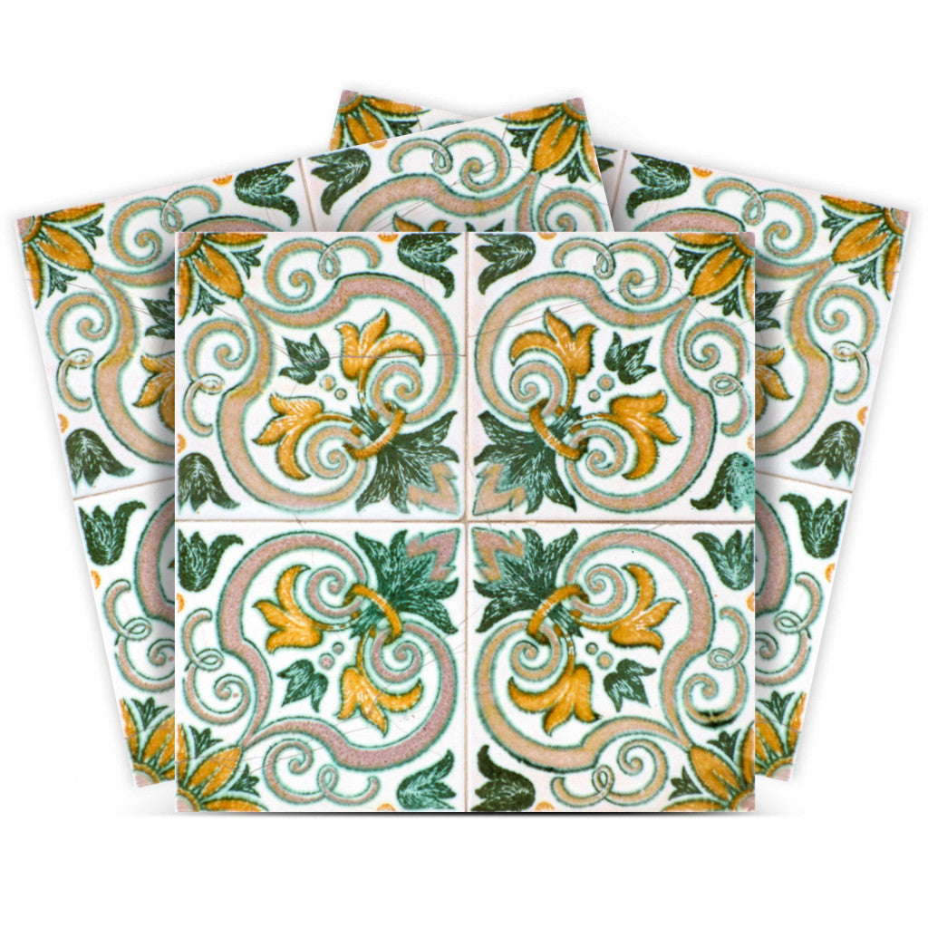 12 X 12 Green Yellow Melo Peel and Stick Tiles