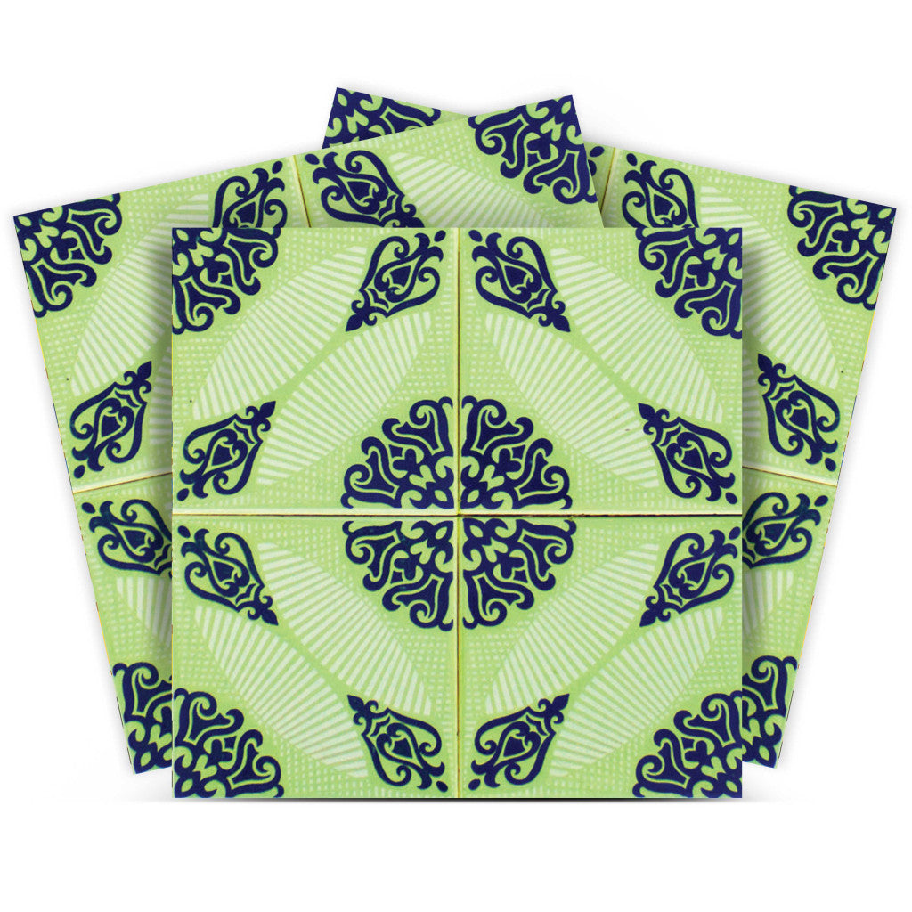 12 X 12 Green Aegean Orb Removable Peel and Stick Tiles
