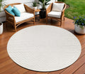 8 Ivory And White Geometric Indoor Outdoor Area Rug