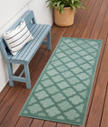 6 Aqua And Teal Blue Geometric Indoor Outdoor Area Rug