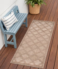 6 Natural And Beige Geometric Indoor Outdoor Area Rug