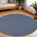 8 Blue And Ivory Geometric Indoor Outdoor Area Rug
