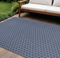 10 X 14 Blue And Beige Geometric Indoor Outdoor Area Rug