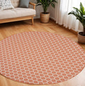8 Coral And Ivory Geometric Indoor Outdoor Area Rug