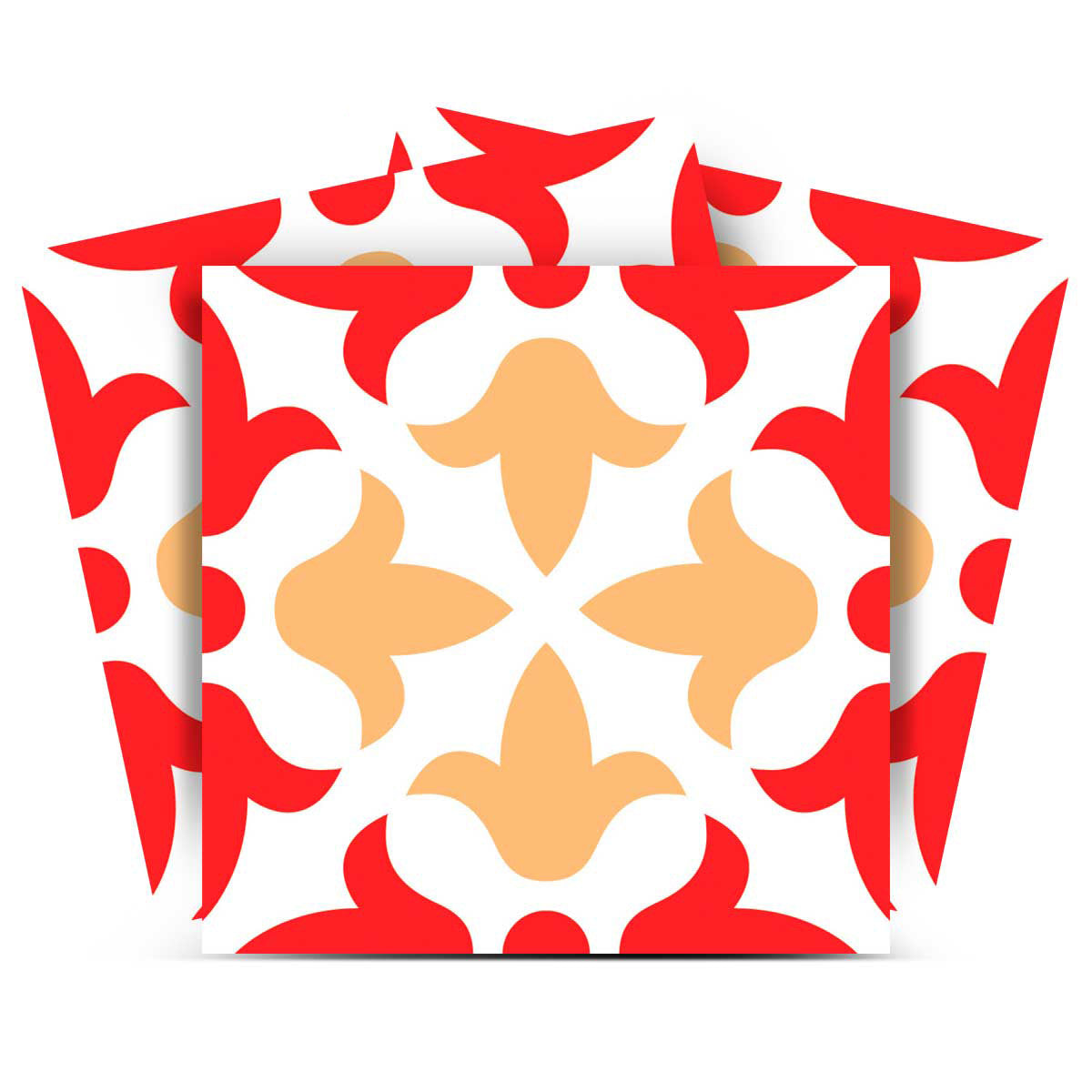 12 X 12 Red and White Roja Hola Removable Peel and Stick Tiles