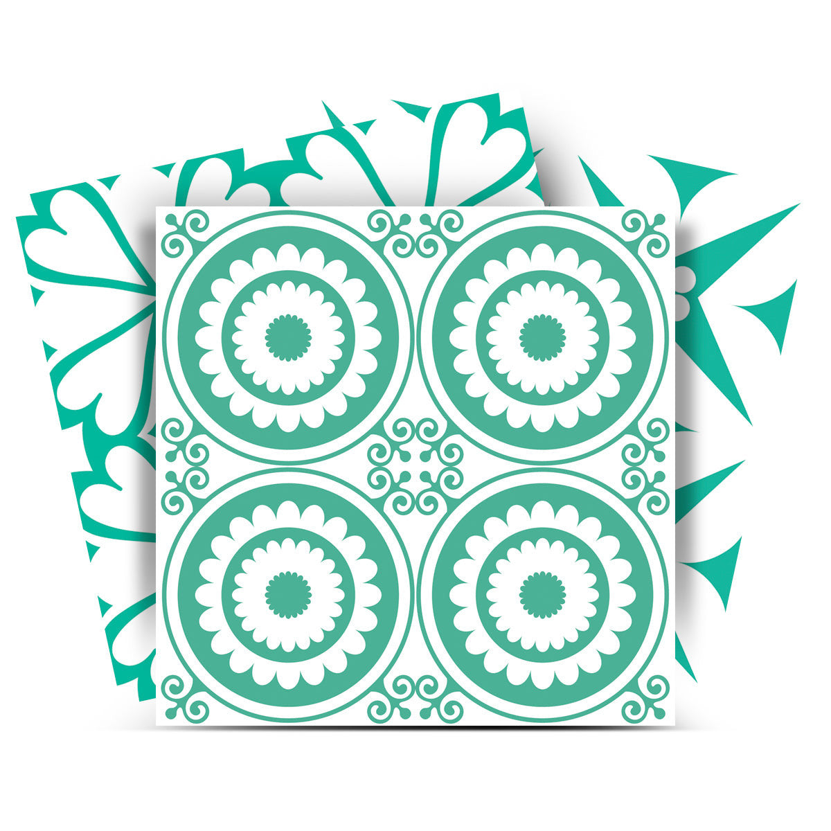 12 X 12 Light Green And White Geo Peel and Stick Removable Tiles
