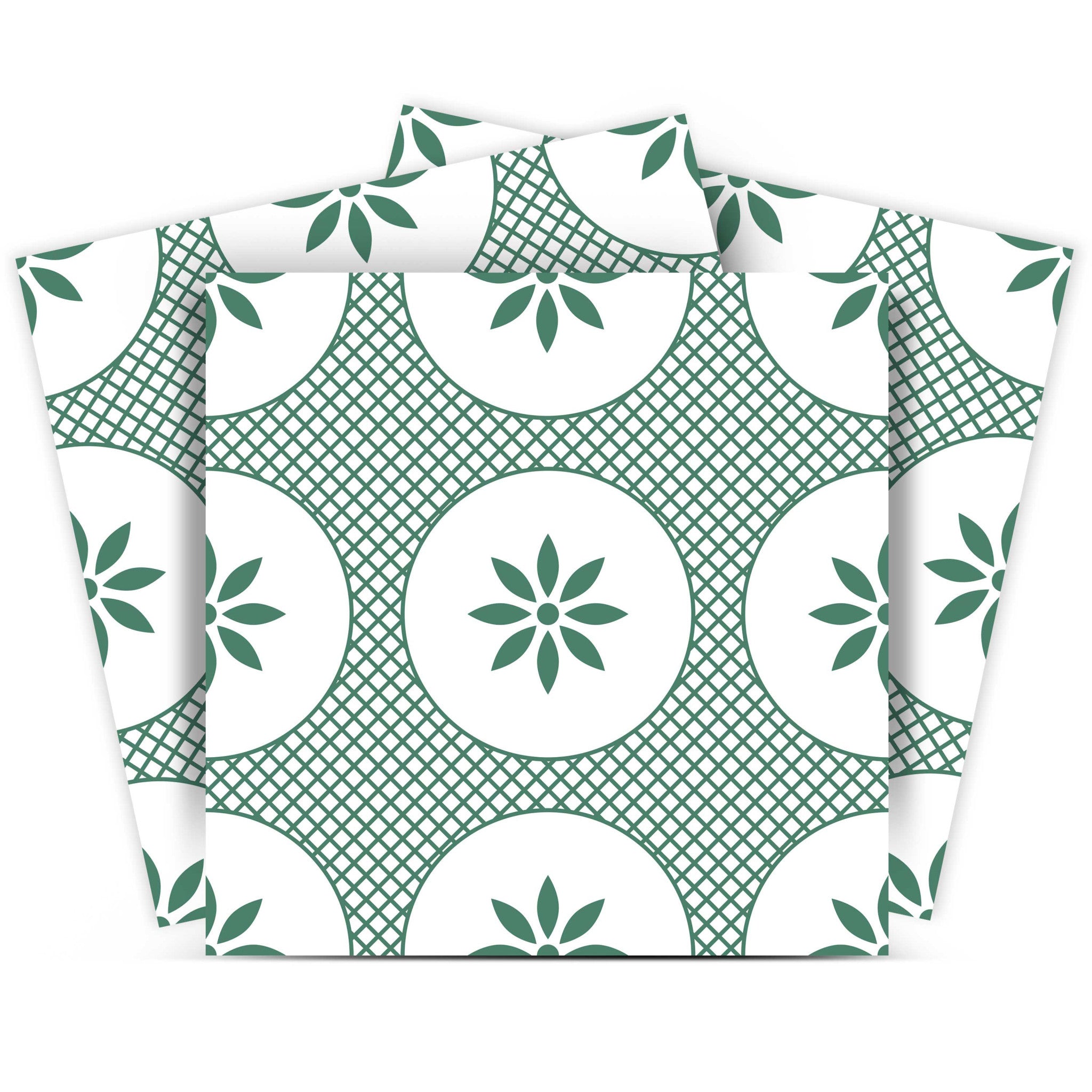 12 X 12 Light Sage And White Circle Flower Peel and Stick Removable Tiles