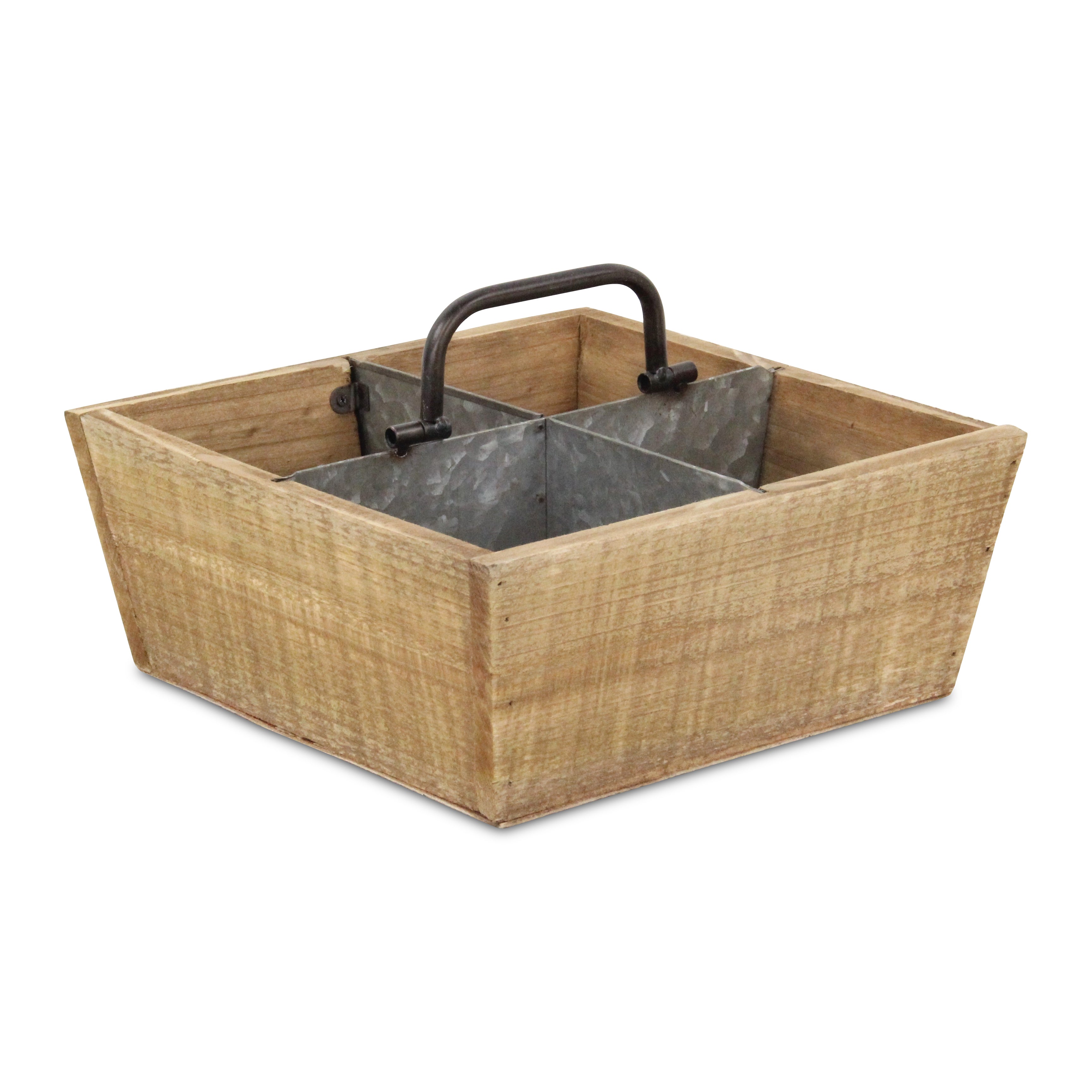 Renee Wood & Metal 4 Slot Caddy - Brown