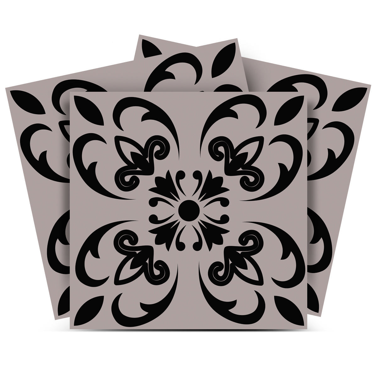 12 X 12 Black and White Orchid Peel and Stick Removable Tiles
