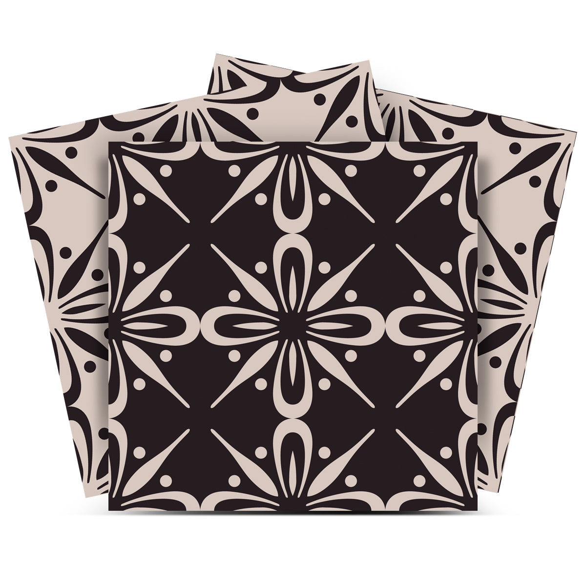 12 X 12 Gray and Black The Clover Peel and Stick Removable Tiles