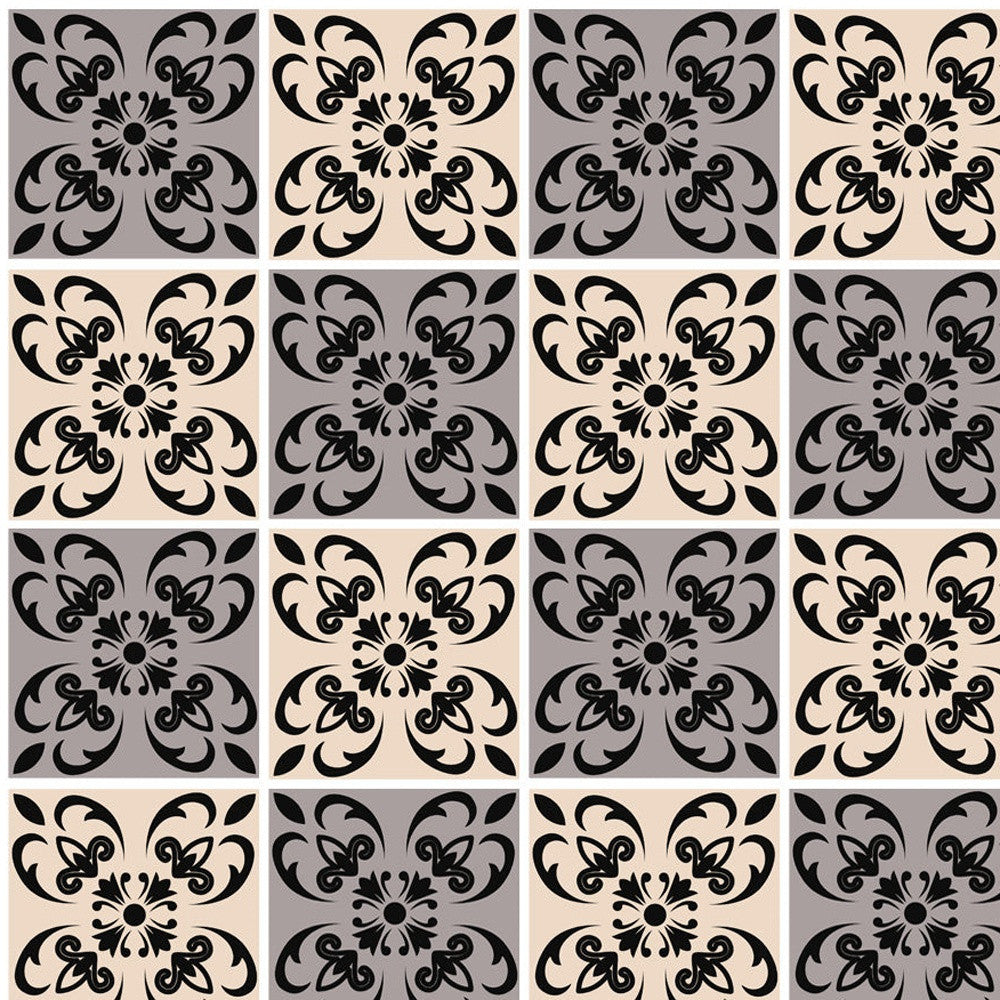 12 X 12 Light Grey and Cream Orchid Peel and Stick Removable Tiles
