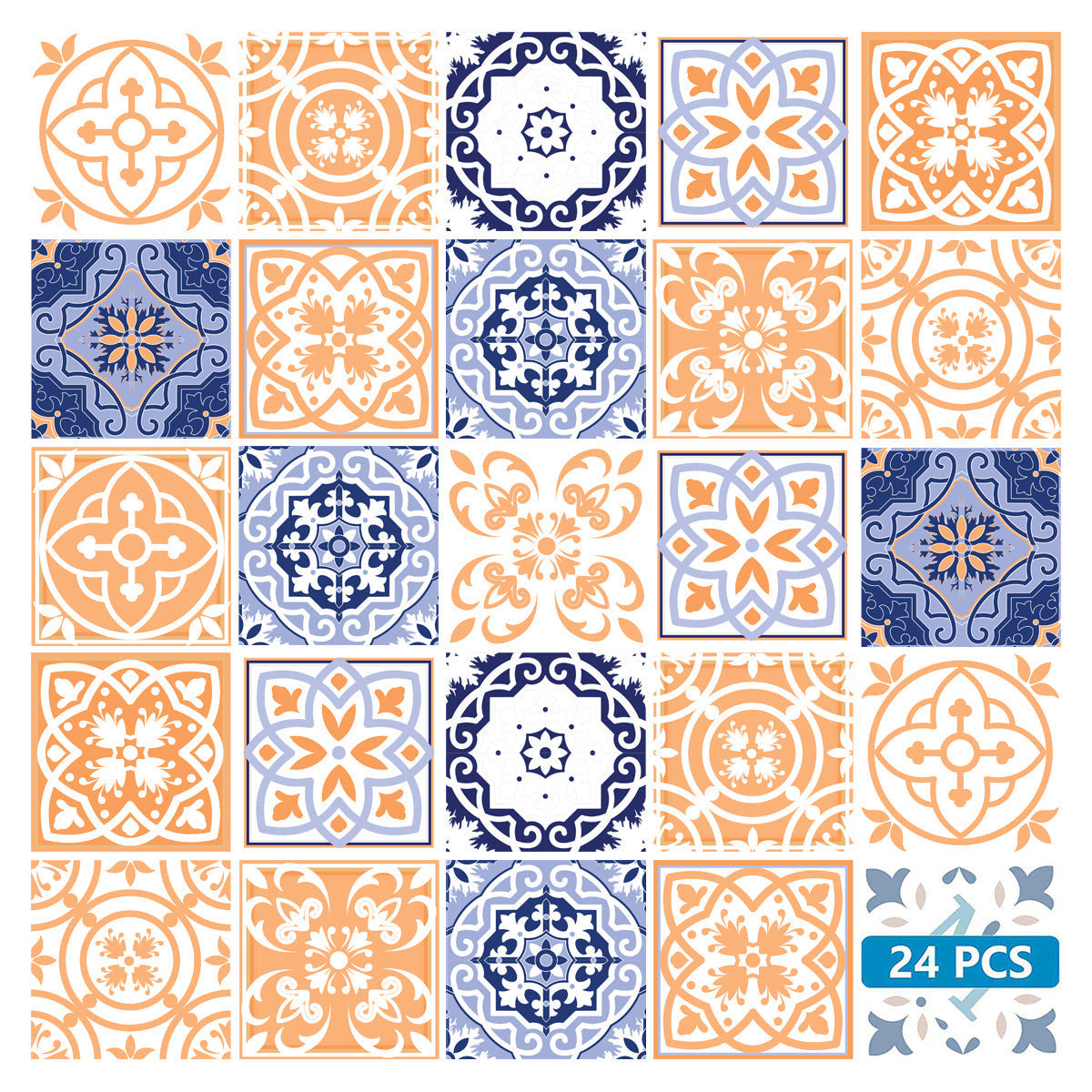 12 X 12 Yellow White and Blues Peel and Stick Removable Tiles