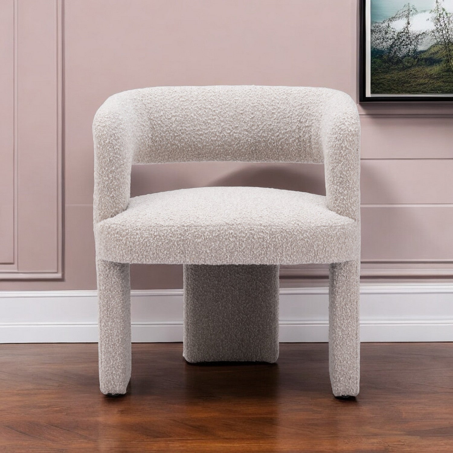 27 Beige Boucle Contemporary Arm Chair