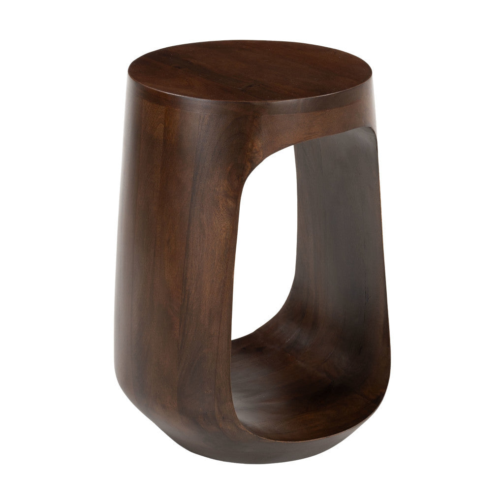 18'' Walnut Solid Wood Round Pedestal End Table