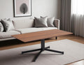 48 Brown and Black Wood and Steel Pedestal Coffee Table