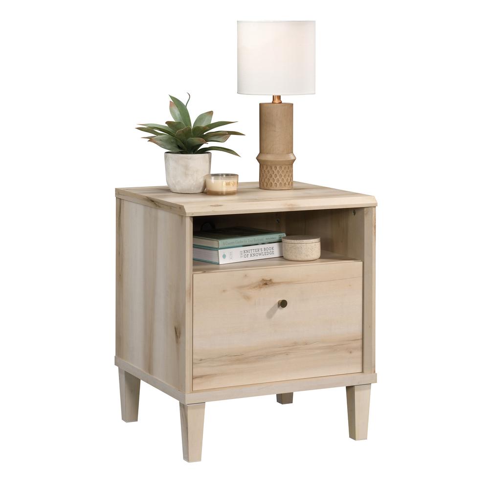 Sauder Willow Place 1Drawer Night Stand with Open Shelf Storage, Pacific Maple