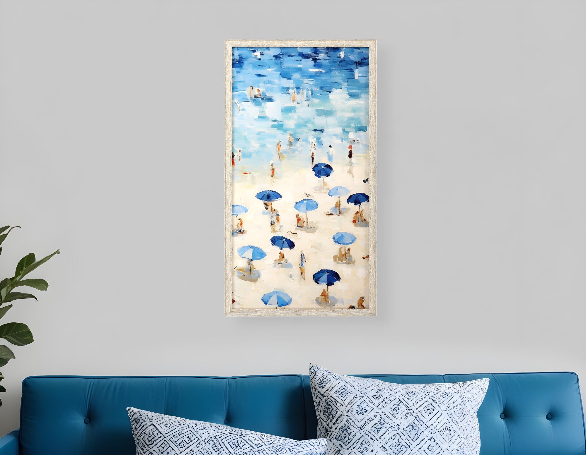 Aerial Beach View White Framed Wall Art