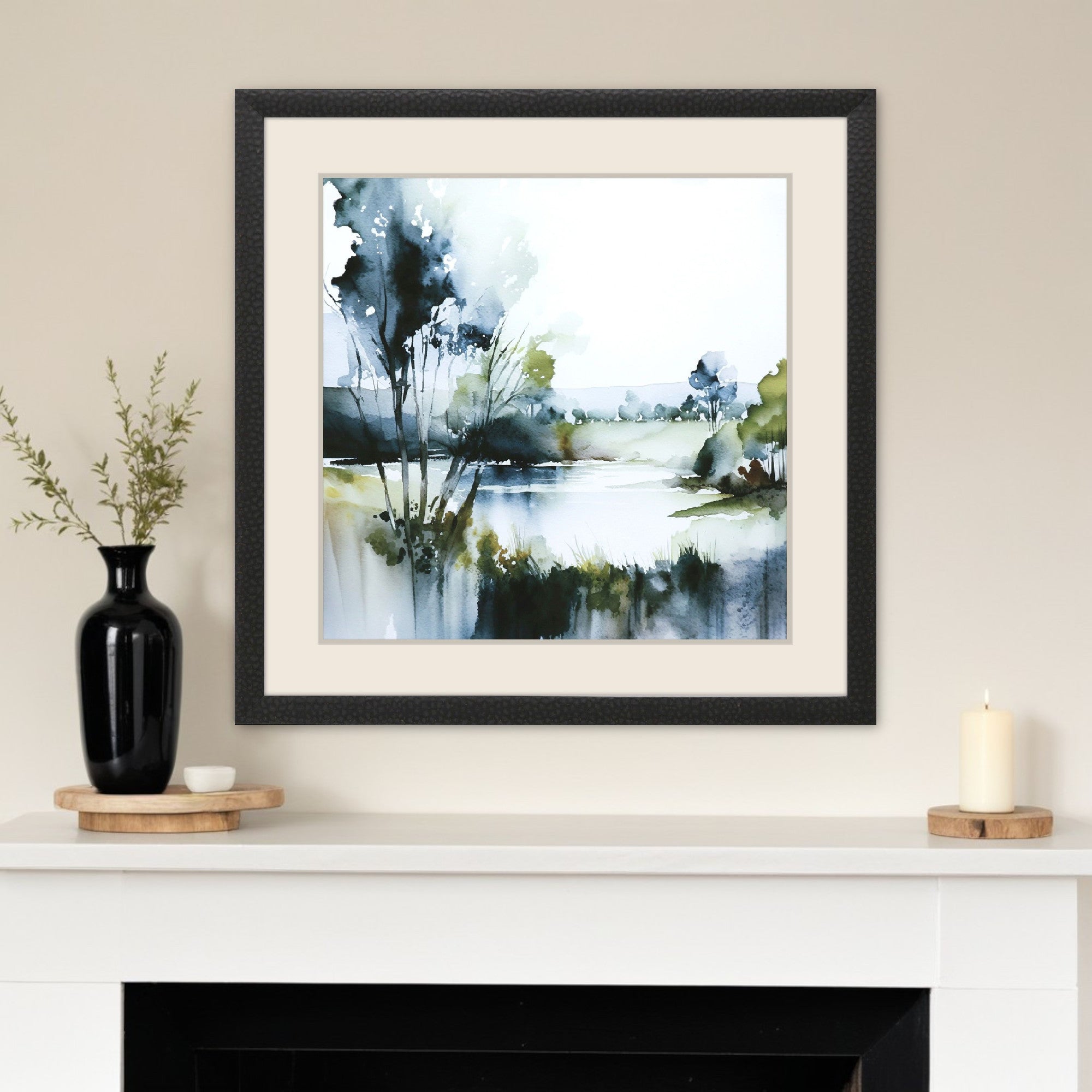 Wanderlust Calling Modern Landscape Black Framed Wall Art