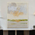 Abstract Watercolor Waterscape White Floater Frame Wall Art