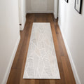 8 Gray And Cream Geometric Runner Rug