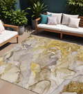 10' X 14' Taupe Abstract Washable Non Skid Indoor Outdoor Area Rug