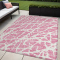 5' X 8' Pink And Ivory Abstract Washable Non Skid Indoor Outdoor Area Rug