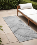 8' Runner Gray Abstract Washable Non Skid Indoor Outdoor Runner Rug