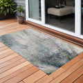 3' X 5' Ivory Abstract Washable Non Skid Indoor Outdoor Area Rug