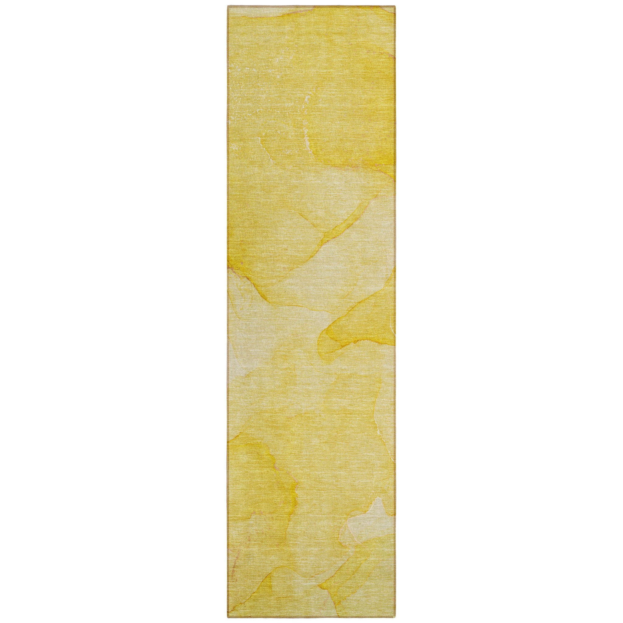 2' X 8' Gold Abstract Washable Non Skid Indoor Outdoor Runner Rug