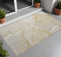 2' X 3' Beige Abstract Washable Indoor Outdoor Area Rug
