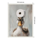 Sylvie Toilet Paper Roll on Ducks Head Bathroom Art Framed Canvas by The Creative Bunch Studio